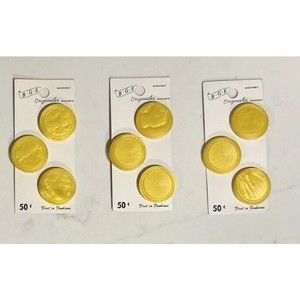 Vtg Buttons BGE Originales Round Yellow Textured Shank Lot Of 9 Made In Holland